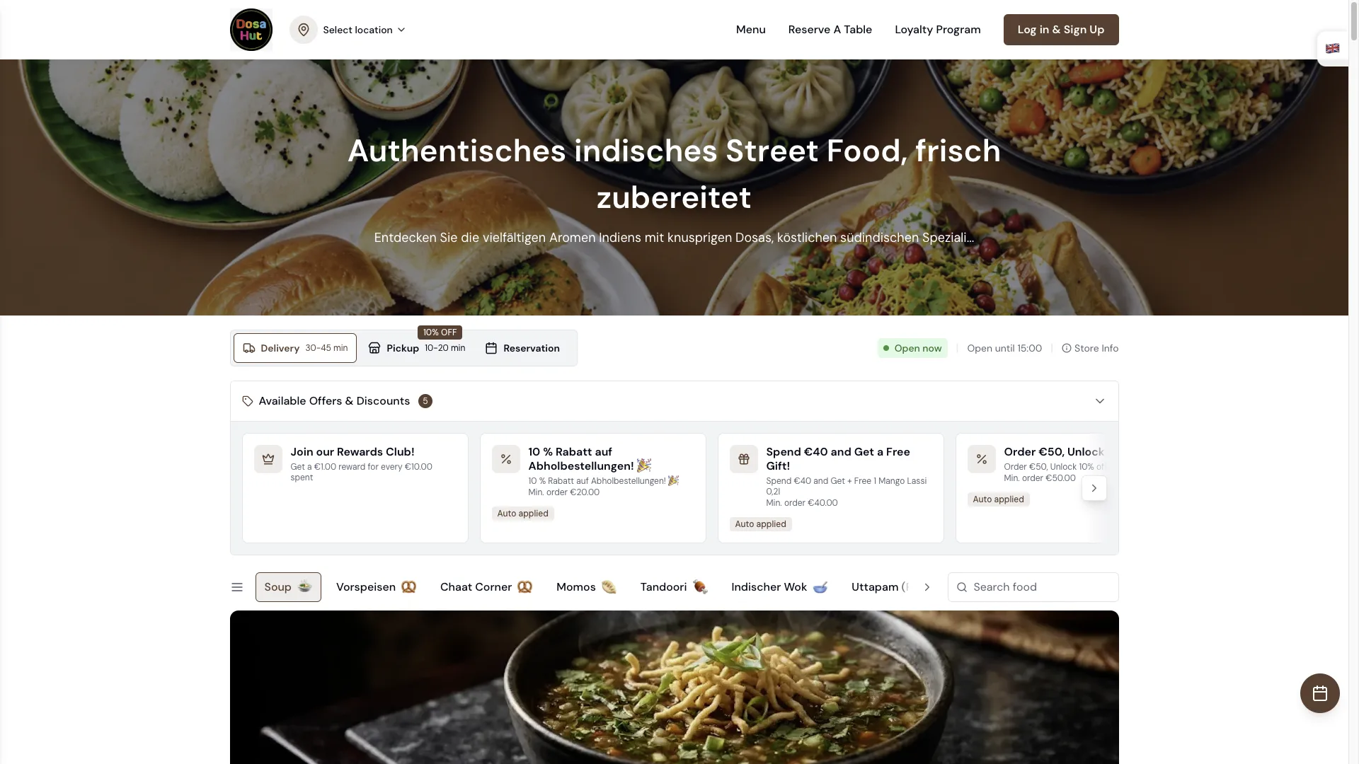 DosaHut website preview